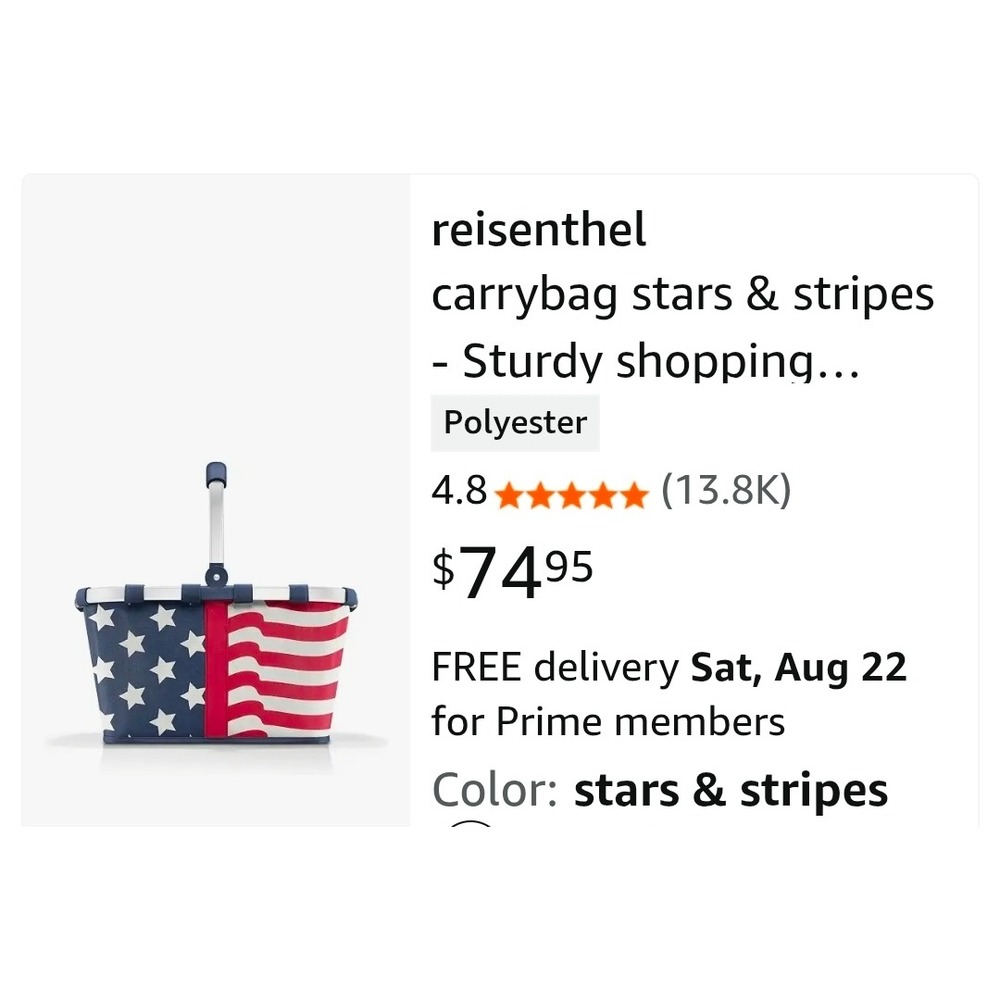 Reisenthel Carrybag Stars & Stripes American Flag Collapsible Shopping Basket